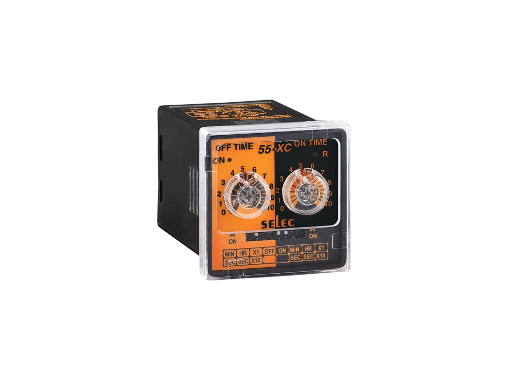 SELEC 55XC — Cyclic timer with unequal on-off time, 6 time ranges