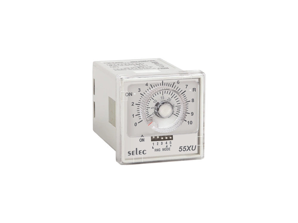 SELEC 55XU-G — 12 rangos de tiempo, 2 modos, 2 C/O SPDT, enchufable / tipo de bornes
