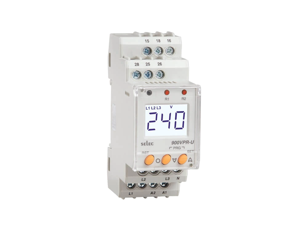 SELEC 900VPR-BL-U — Relé de protección de tensión trifásico, alimentación auxiliar