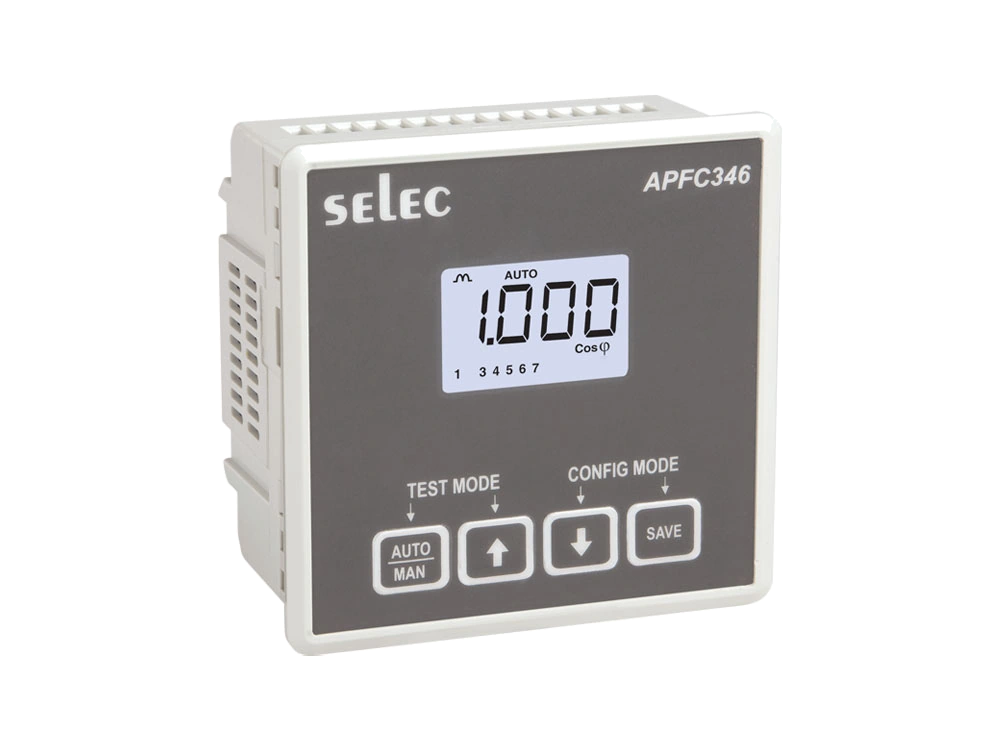 SELEC APFC346 — APFC, LCD, 2p-2W, 8 etapas, 96x96mm