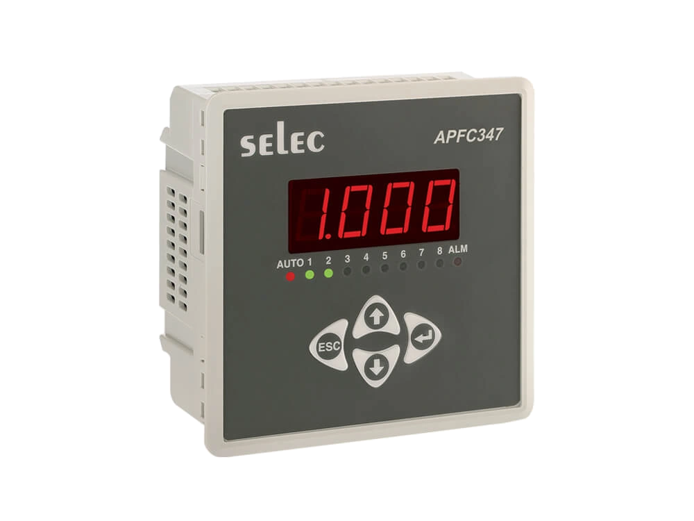 SELEC APFC347 — APFC, LED, 2p-2W, 8 etapas, 96x96mm
