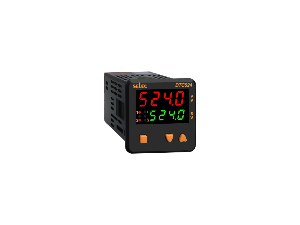 SELEC DTC524 — Dual display, dual set point, relay/SSR+ relay output, 48x48 mm