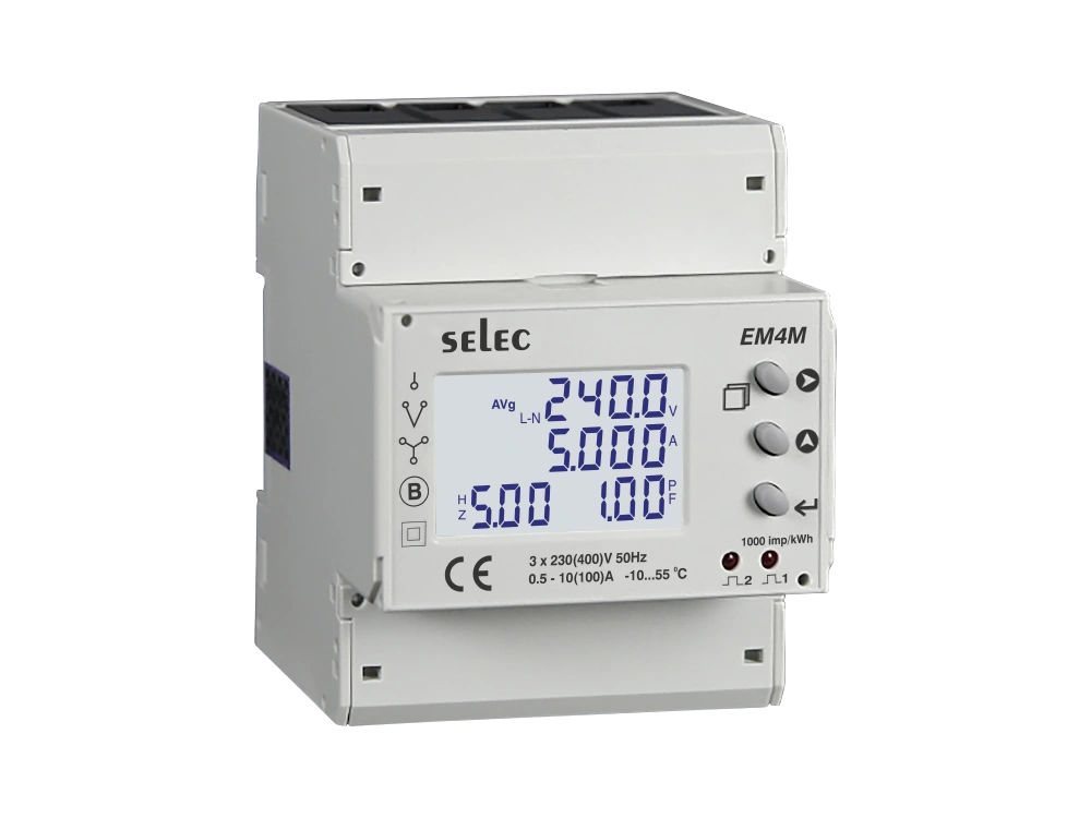 SELEC EM4M — Three phase DIN rail energy meter
