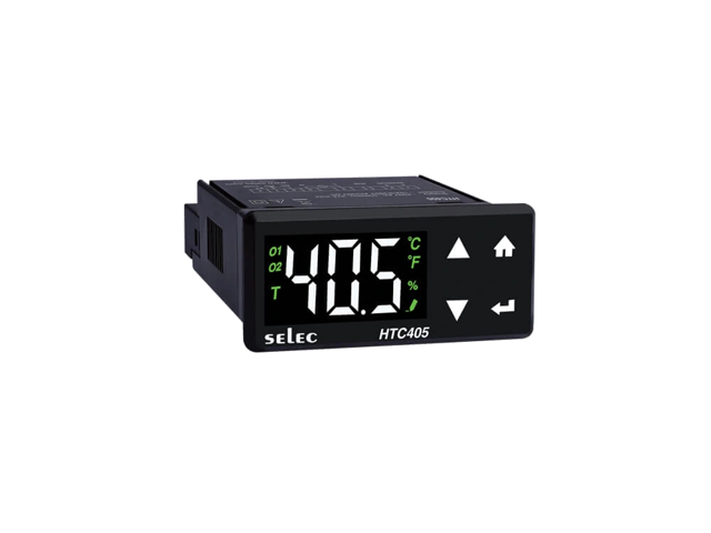 SELEC HTC405 — Controlador de humedad con pantalla única de 3 dígitos y temperatura