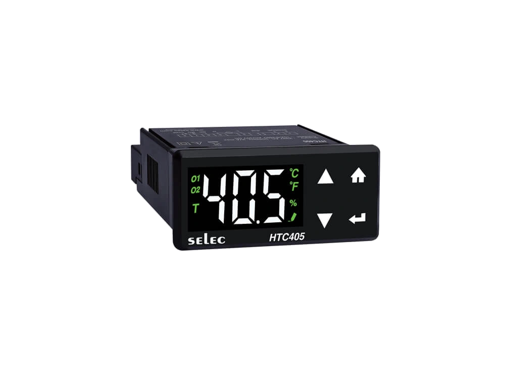 SELEC HTC405 — Controlador de humedad con pantalla única de 3 dígitos y temperatura