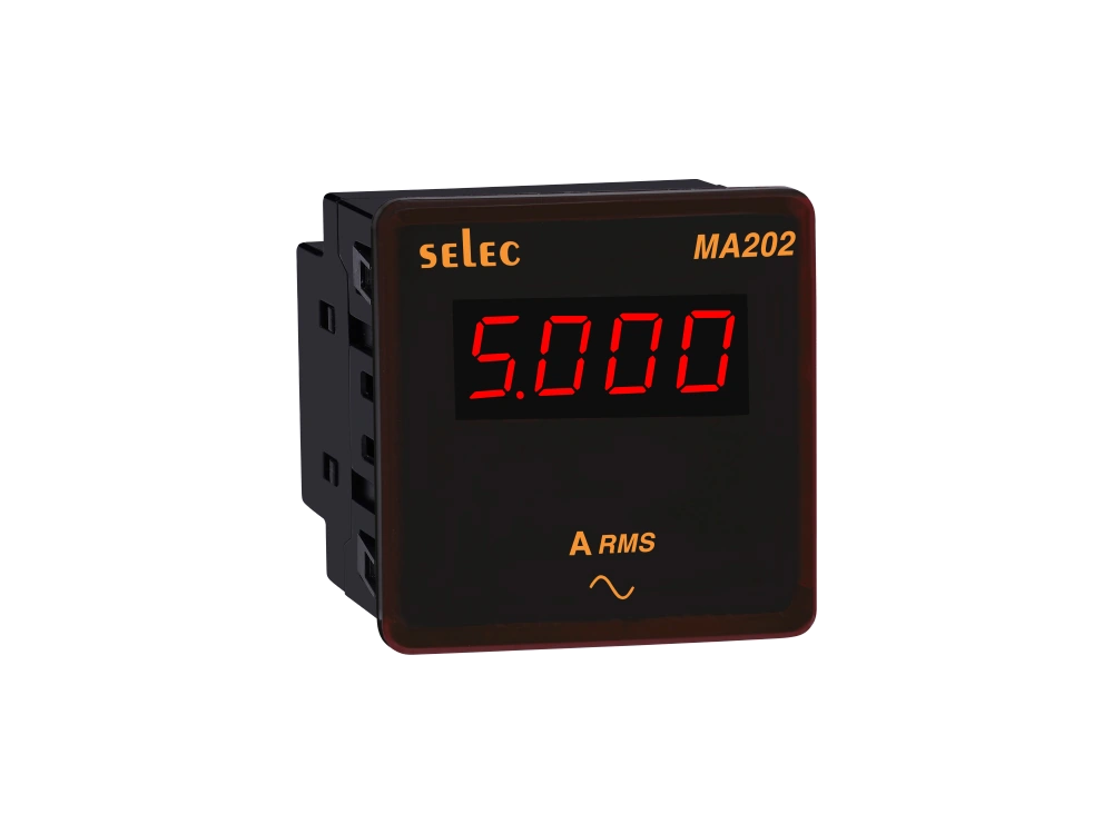 SELEC MA202 — LED ammeter,1Ø, 72x72mm
