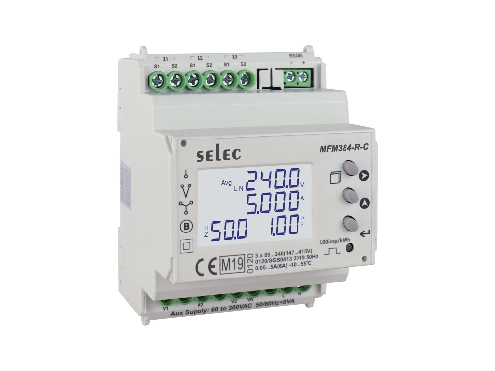 SELEC MFM384-R-C-CE — DIN rail multifunction meter