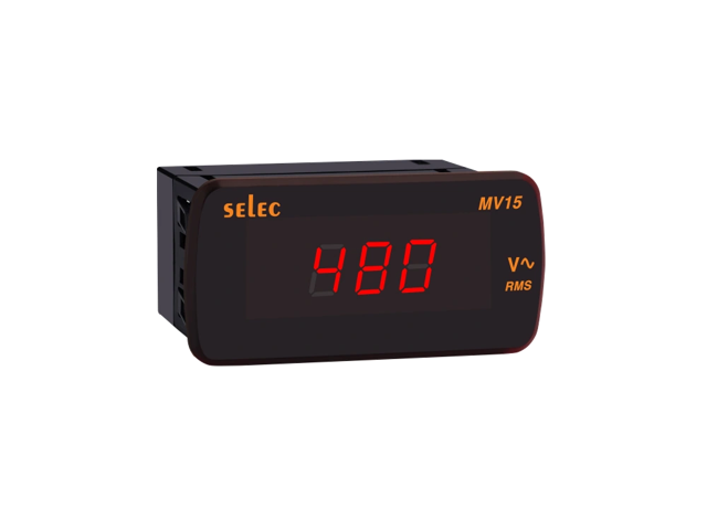 SELEC MV15 — Voltímetro LED, 1Ø, 48x96mm