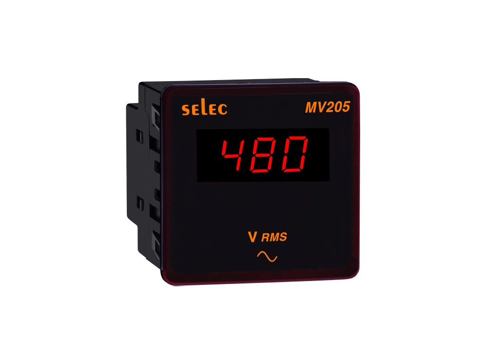SELEC MV205 — LED voltmeter,1Ø, 72x72mm