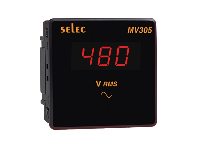 SELEC MV305 — Voltímetro LED, 1Ø, 96x96mm