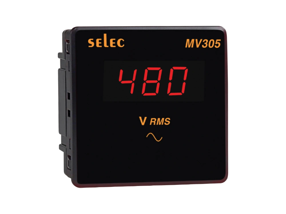 SELEC MV305 — LED voltmeter,1Ø, 96x96mm