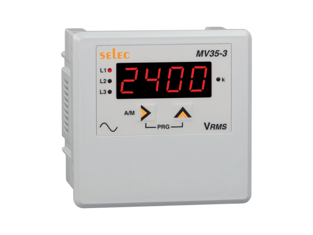 SELEC MV35 — Voltímetro digital con amplio rango de alimentación auxiliar