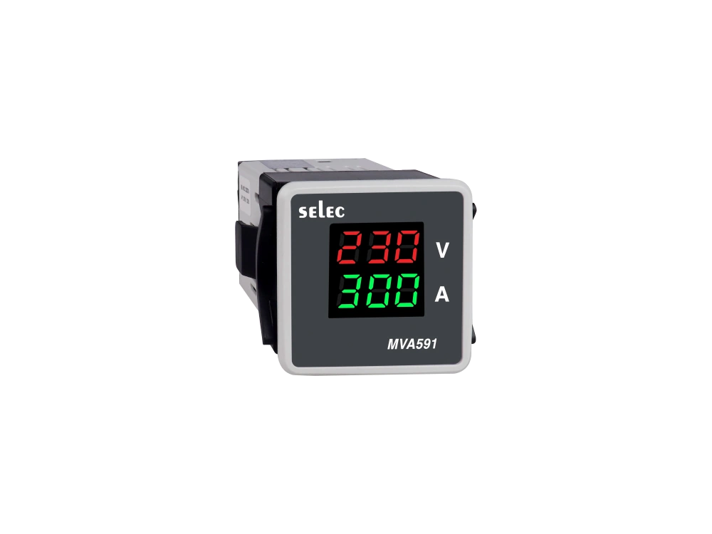 SELEC MVA591 — LED volt-amp meter, 1Ø, 48x48mm