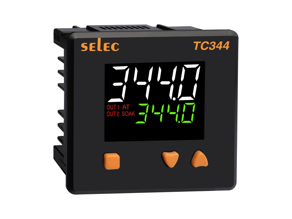 SELEC TC344CX — White+green display, 2 relay output, 96x96mm