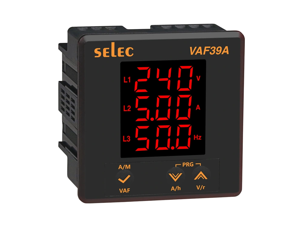SELEC VAF39A — Medidor VAF LED, 3 Φ, 96x96 mm