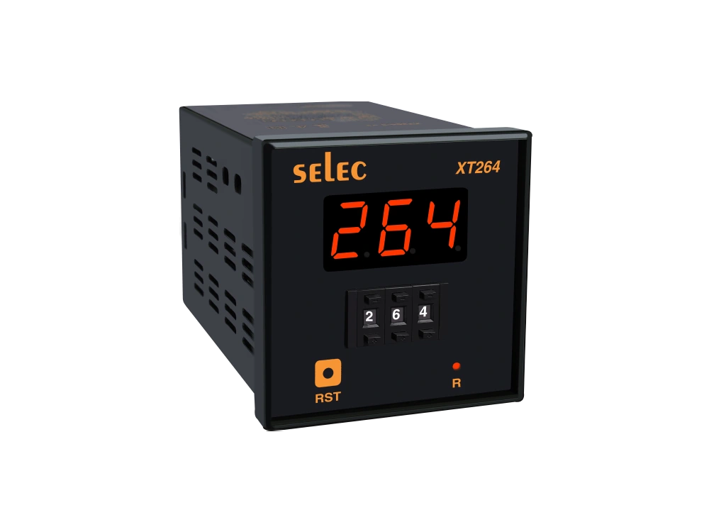 SELEC XT264-3 — Retardo a la conexión / intervalo, 6 rangos de tiempo, 72x72mm