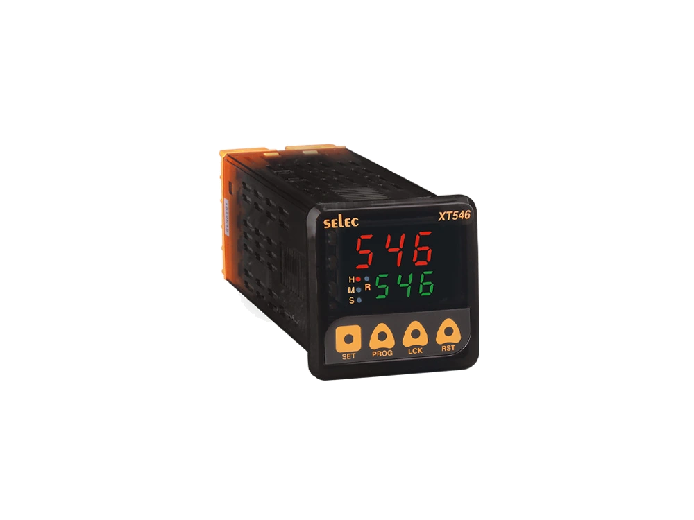 SELEC XT546 — Doble pantalla, 9 rangos de tiempo, 48x48mm